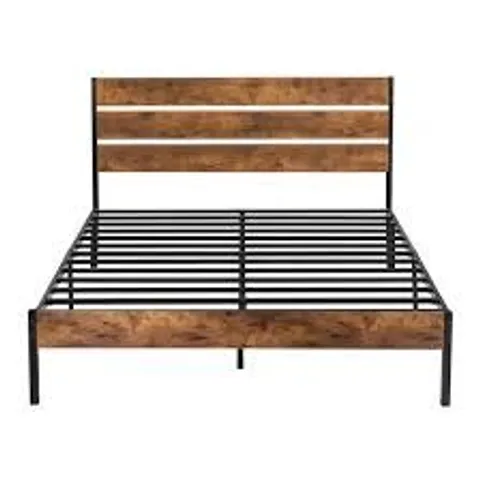 BOXED BED FRAME WITH WOODEN HEADBOARD AND FOOTBOARD - SIZE UNSPECIFIED (1 BOX)
