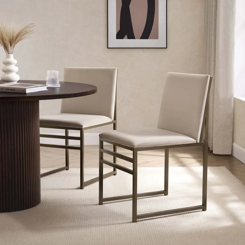 BOXED DUSK HOME DINING CHAIRS RAE SET OF 2 DINING CHAIRS - VELVET - BEIGE