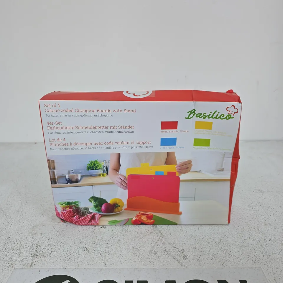 BASILICO SET OF 4 COLOUR-CODED CHOPPING BOARDS