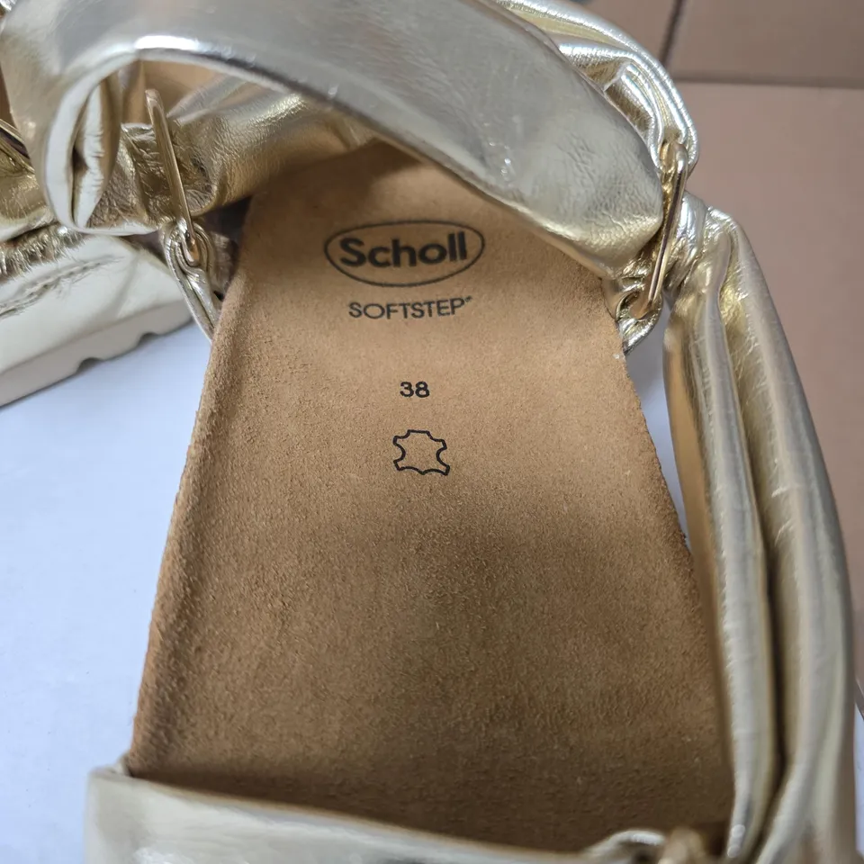 SCHOLL SOFTSTEP SANDALS – METALLIC GOLD, UK 5 (EU 38)
