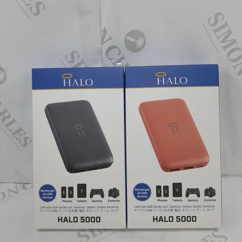BOXED SET OF 2 HALO 5000MAH PORTABLE CHARGERS