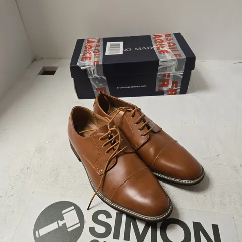 BRUNO MARC BROWN LEATHER OXFORD SHOES – UK 9.5 (US 10.5)