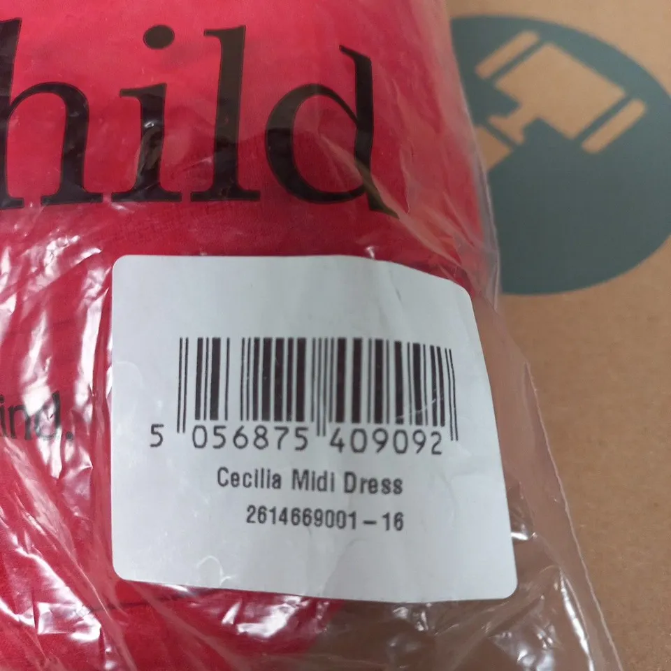 BAGGED NOBODYS CHILD CECILIA MIDI DRESS – RED - SIZE 16