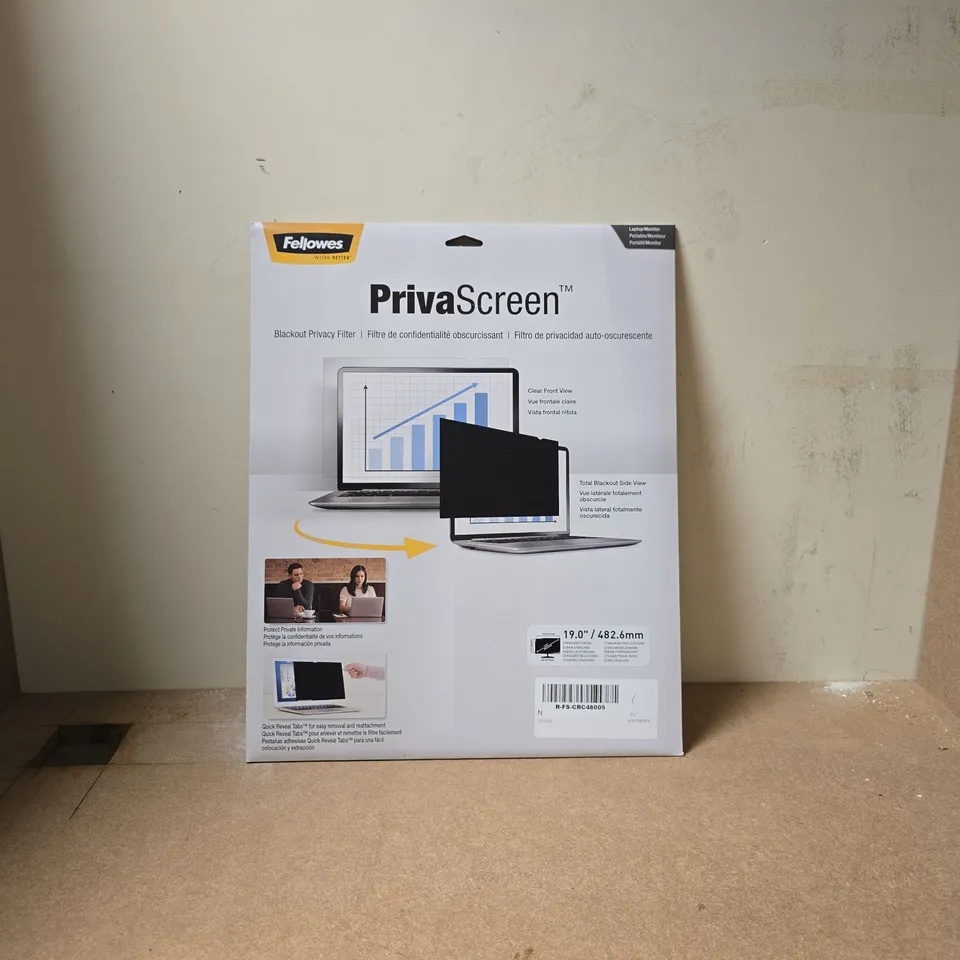 FELLOWES PRIVA SCREEN BLACKOUT PRIVACY FILTER 19.0" STANDARD SCREEN