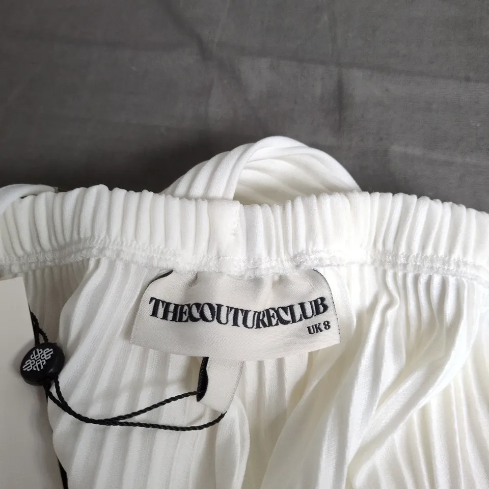 THE COUTURE CLUB PLISSE TROUSERS – CREAM, UK 8
