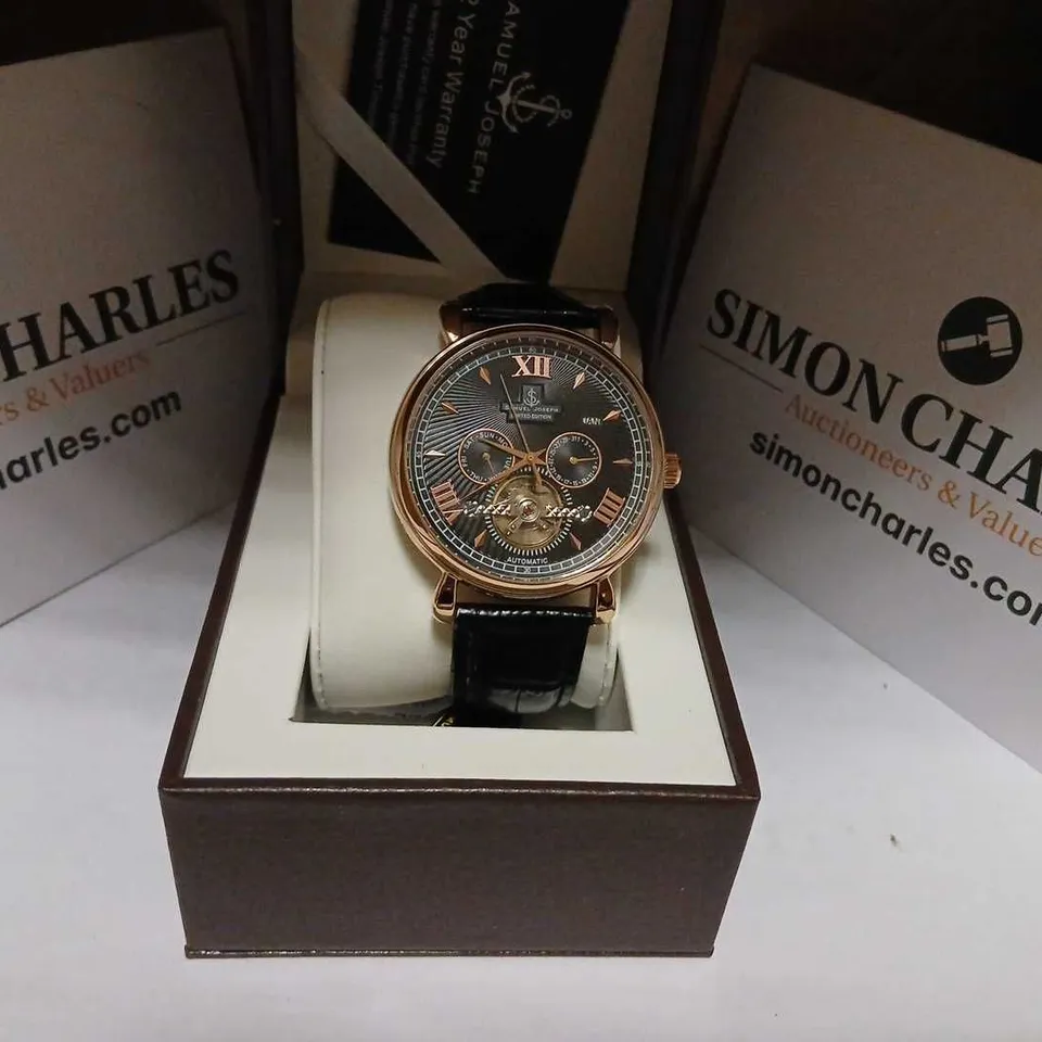SAMUEL JOSEPH AUTOMATIC LIMITED EDITION ROSE GOLD & BLACK WATCH – SJ0003