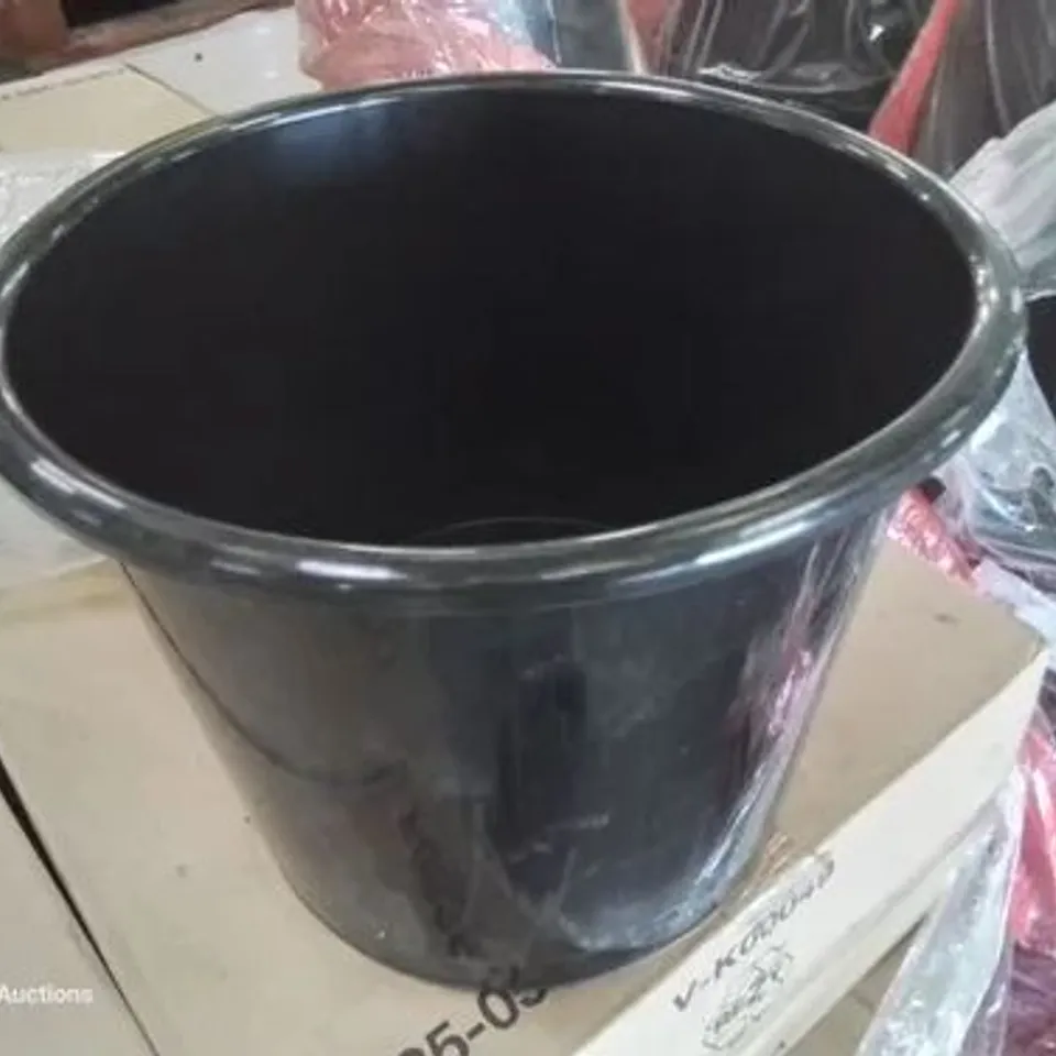 APPROXIMATELY 65 BLACK PLASTIC WASTE BINS 14L