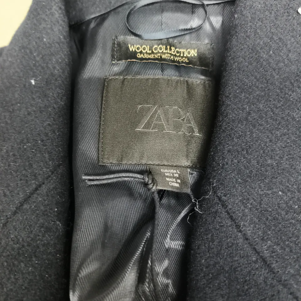 ZARA WOOL COLLECTION COAT – NAVY SIZE L