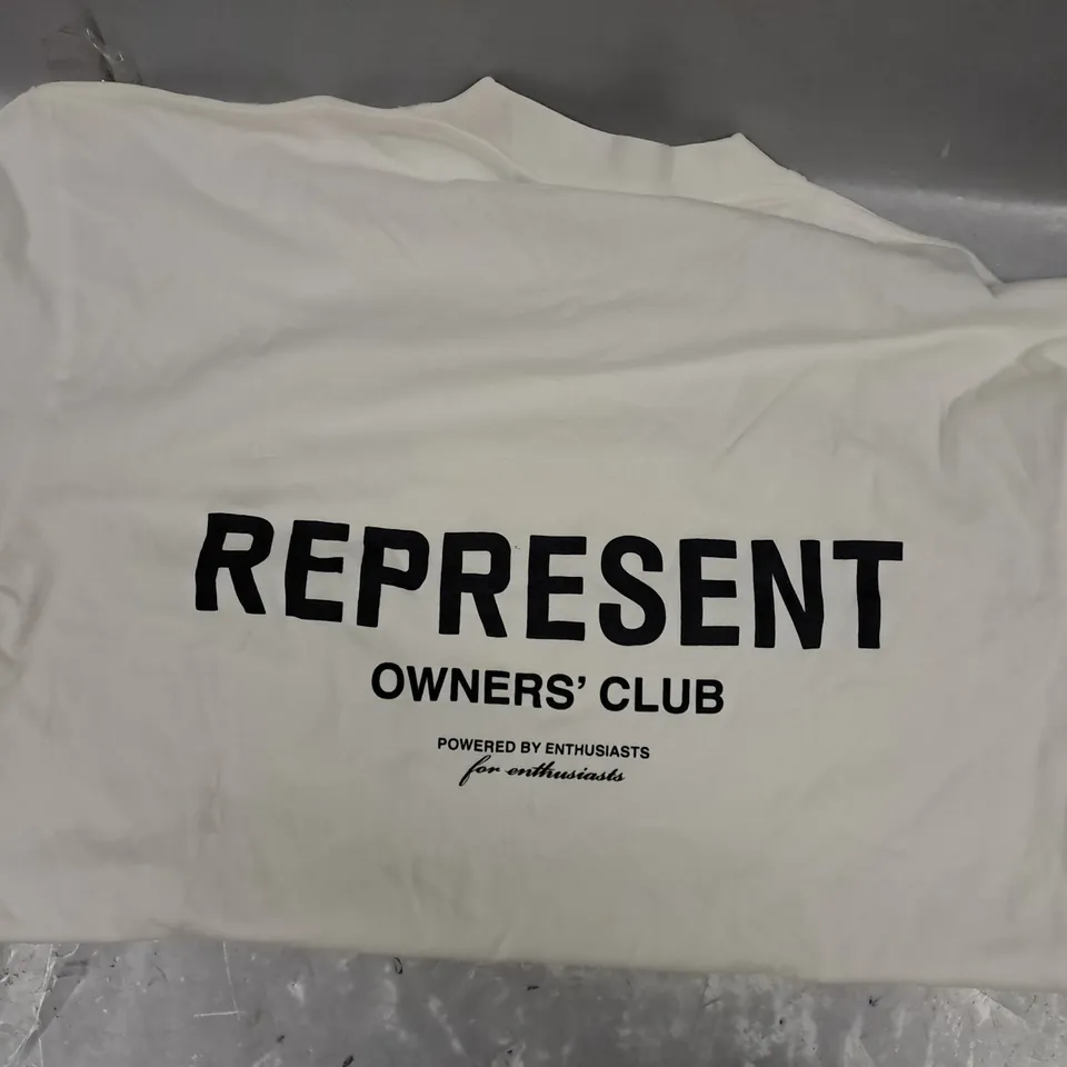 REPRESENT OWNER'S CLUB CREW NECK T-SHIRT IN CREAM SIZE MEDIUM