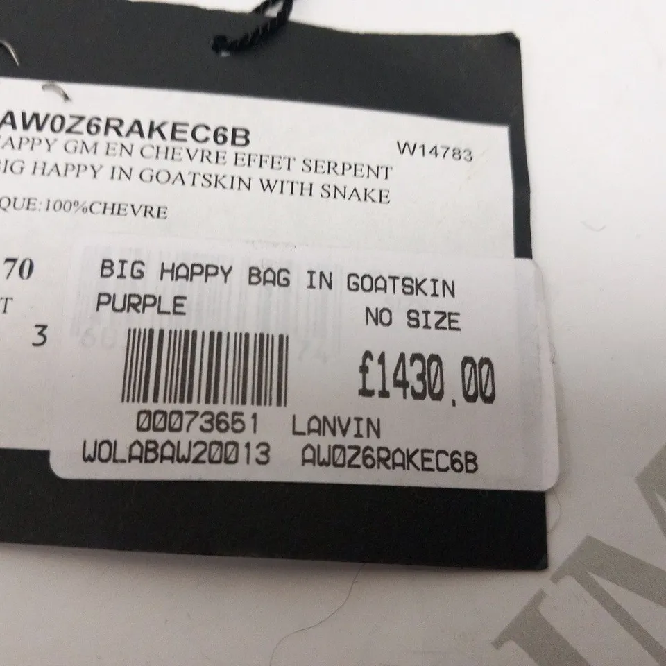 LANVIN PARIS BIG HAPPY BAG IN GOATSKIN PURPLE