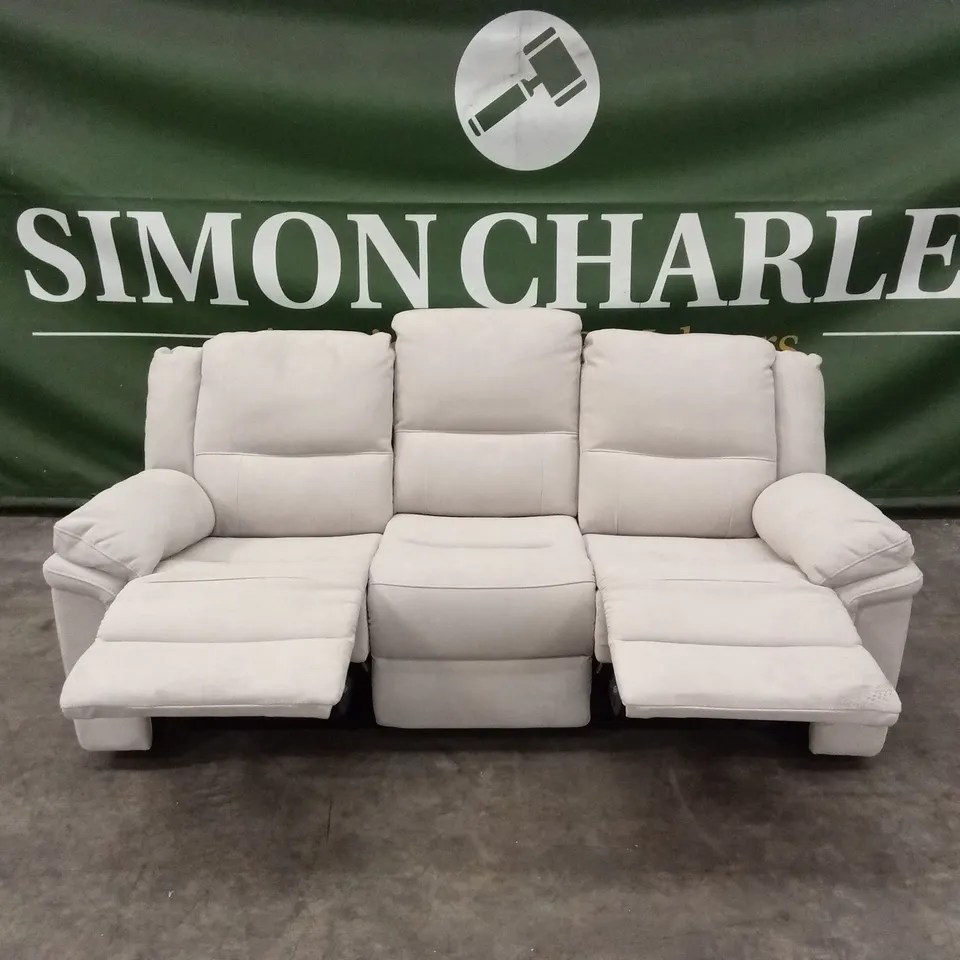 ALBION CHENILLE 3 SEATER HIGH BACK MANUAL RECLINER SOFA - GREY RRP £679