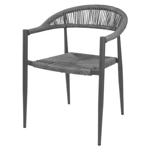 BOXED BOLERO EDEN PE TWIST RATTAN OUTDOOR ARMCHAIRS CHARCOAL (4 PACK)