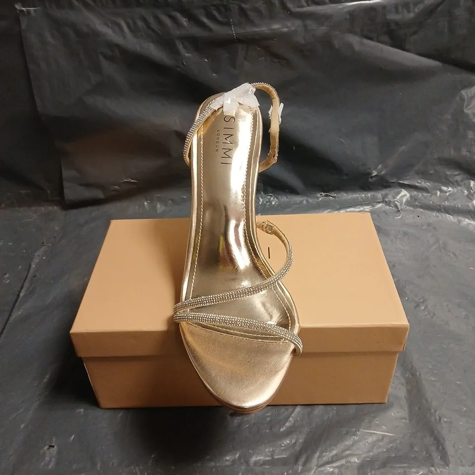 SIMMI LONDON GOLD METALLIC STRAPPY HIGH HEEL SANDALS UK 7