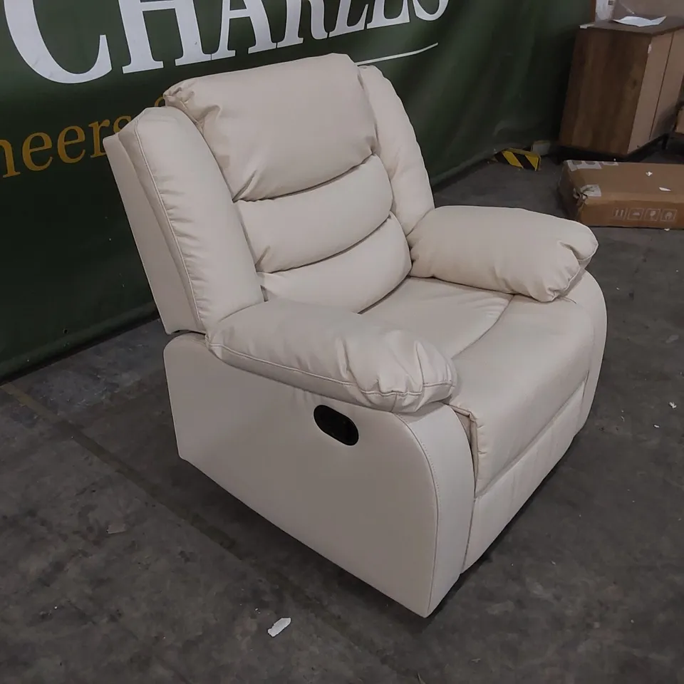 DESIGNER MANUAL RECLINING ARMCHAIR - CREAM