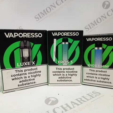 APPROXIMATELY 20 ASSORTED BOXED VAPORESSO VAPING PRODUCTS TO INCLUDE XROS 3, XROS 3 MINI, LUXE X ETC.