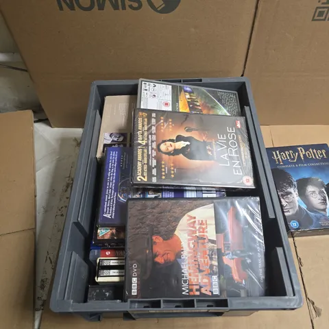 TOTE OF APPROXIMATELY 20 ASSORTED DVDS TO INCLUDE: HARRY POTTER COMPLETE 8 FILM COLLECTION