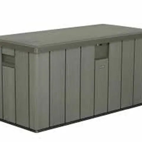 BOXED LIFETIME 568 LITRE SIMULATED WOOD LOOK OUTDOOR GARDEN PATIO STORAGE DECK BOX - GREY (1 BOX)