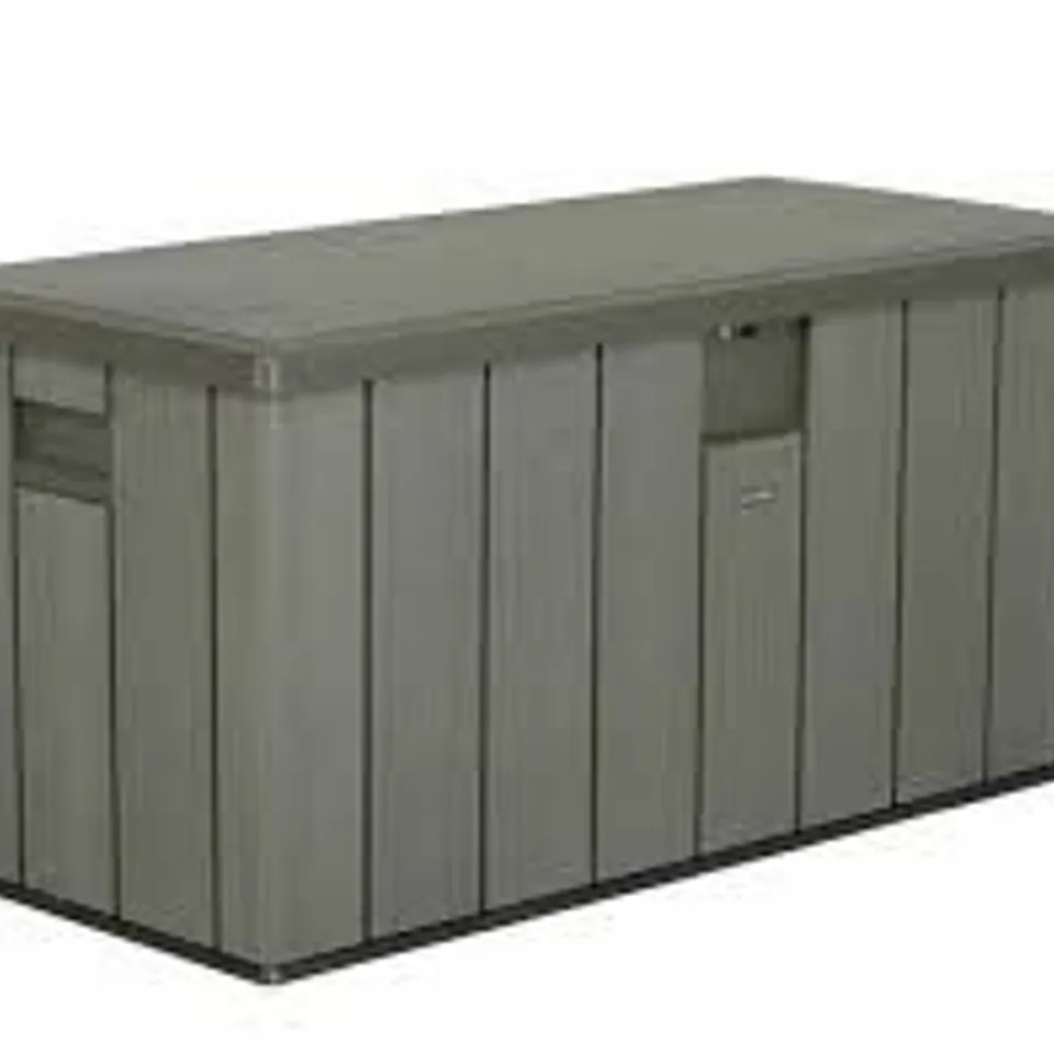 BOXED LIFETIME 568 LITRE SIMULATED WOOD LOOK OUTDOOR GARDEN PATIO STORAGE DECK BOX - GREY (1 BOX)