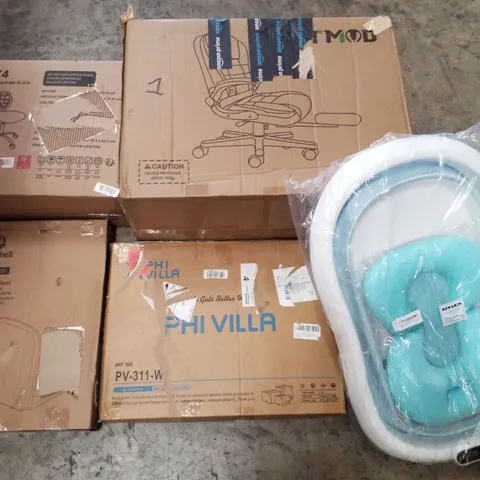 PALLET CONTAINING ASSORTED PRODUCTS INCLUDING OFFICE CHAIRS, TOILET SEATS, FOLDING SIDE TABLE & FOLDABLE BABY BATH