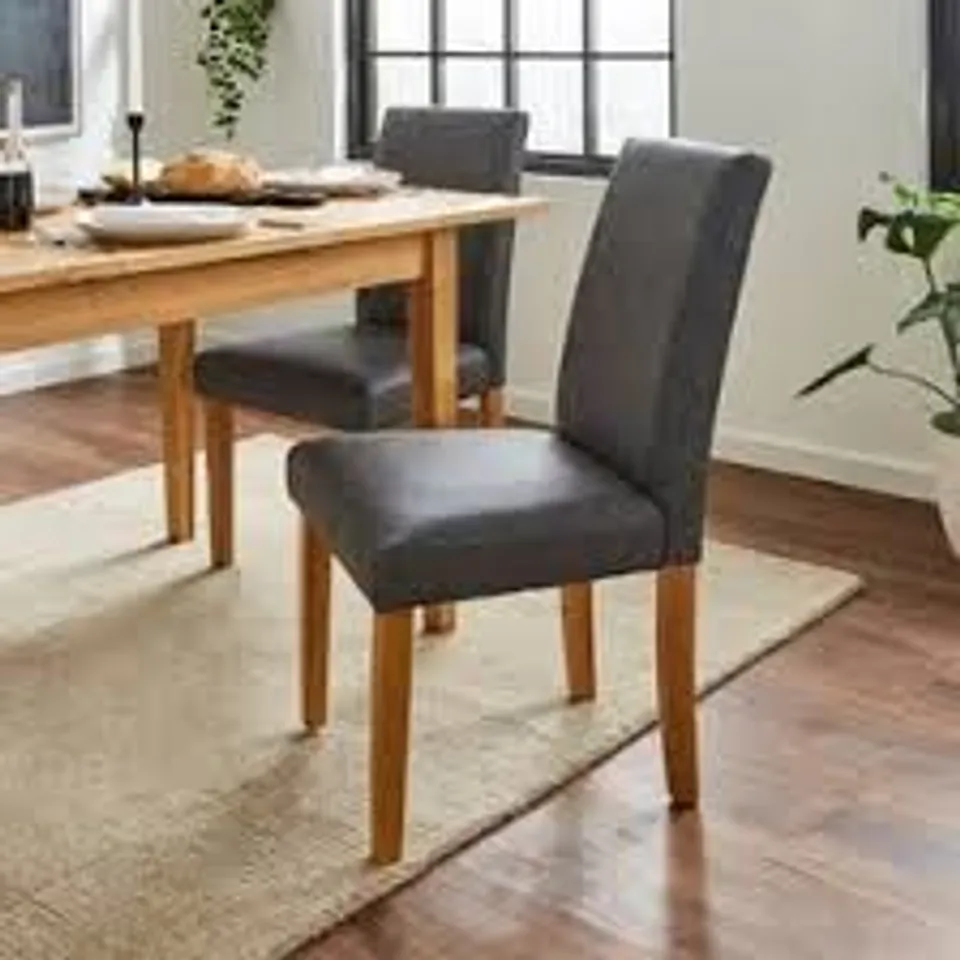 BOXED HUGO SET OF 2 CHAIRS DISTRESSED GREY PU