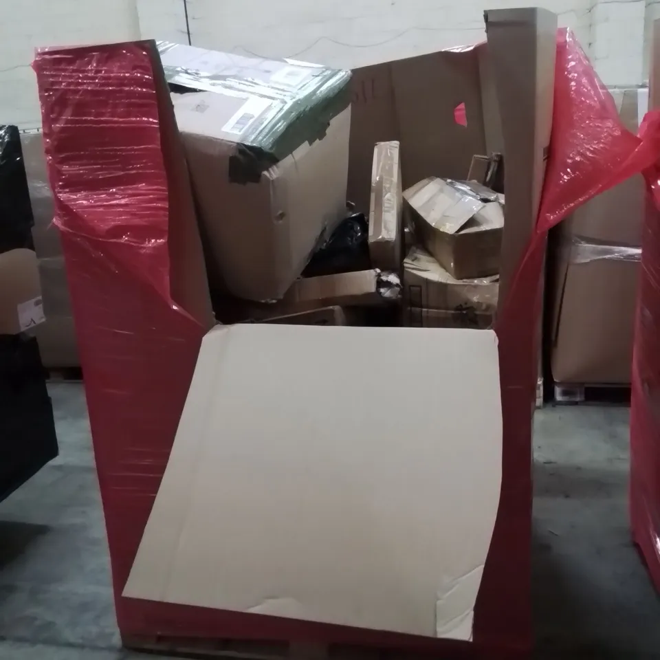 PALLET OF ASSORTED HOUSEHOLD GOODS AND PRODUCTS TO INCLUDE; LG SMART TV, PICTURE FRAME SET, INDOOR INSECT KILLER ETC