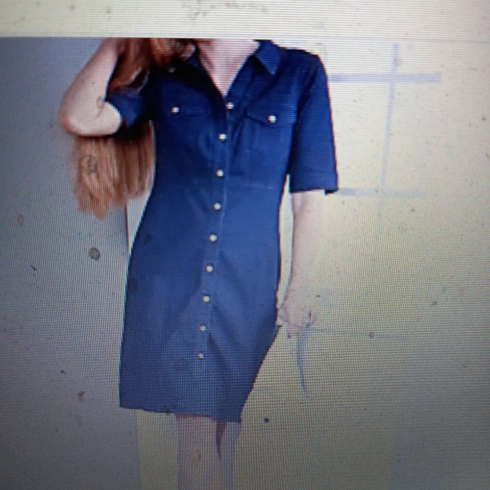 4 X BRAND NEW ELBOW SLEEVE BUTTON UP STRETCH DENIM DRESS BY NINA LEONARD INDIGO 3XL
