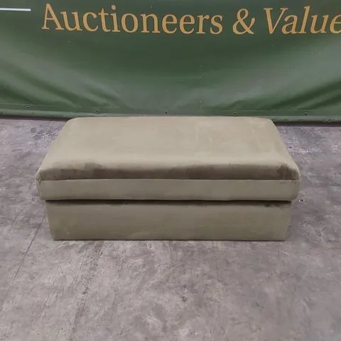 DESIGNER RECTANGULAR VELVET FOOTSTOOL - OLIVE 