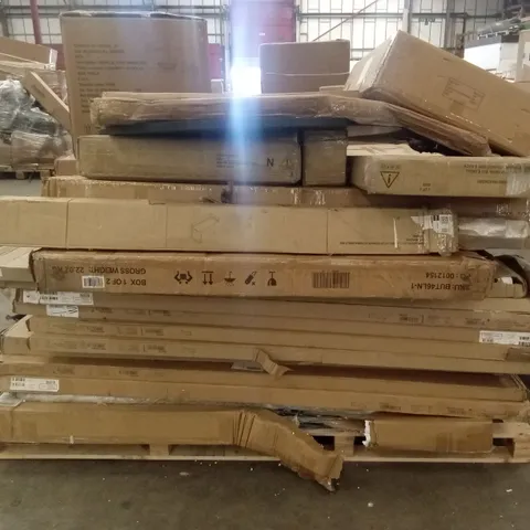 PALLET OF ASSORTED DESIGNER INCOMPLETE FURNITURE PARTS AND PIECES 
