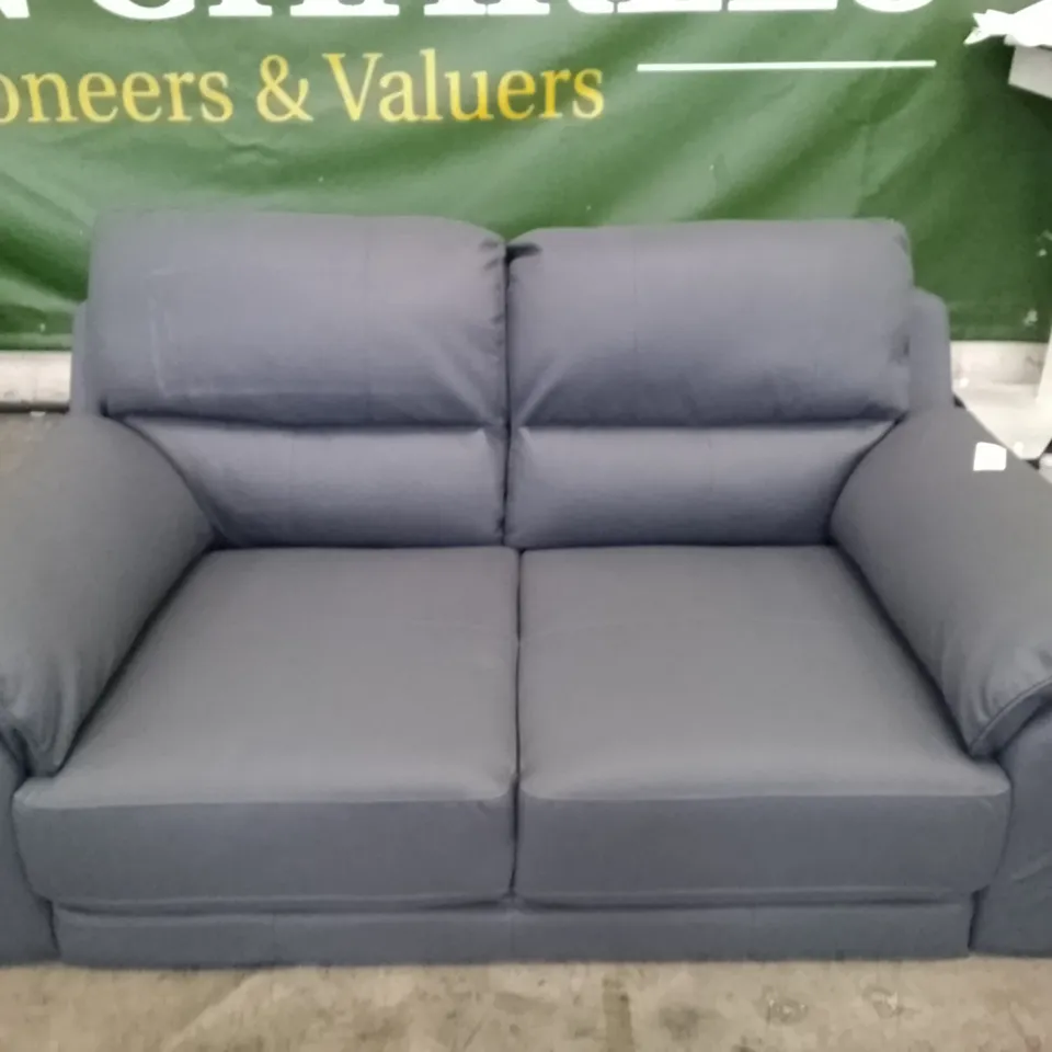 QUALITY DESIGNER 2 SEATER SOFA - DARK GREY LEATHER 