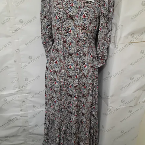 GHOST LONDON MAYA DRESS IN BLUE PAISLEY STAR SIZE XS