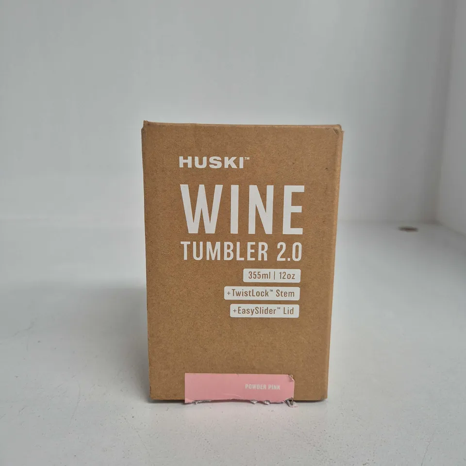 HUSKI WINE TUMBLER 2.0 POWDER PINK – 355ML WITH TWISTLOCK STEM & EASYSLIDER LID