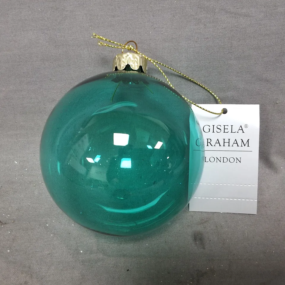 SET OF 6 GISELA GRAHAM CLEAR GREEN BAUBLES