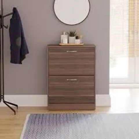 BOXED VIDA 2 DRAWER SHOE CABINET - WALNUT (1 BOX)