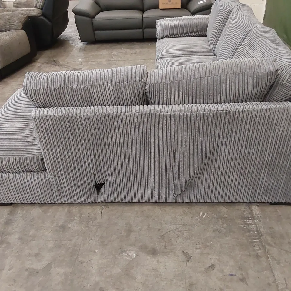 DESIGNER AMALFI STANDARD CORNER CHAISE SOFA IN CORDUROY FABRIC - CHARCOAL 