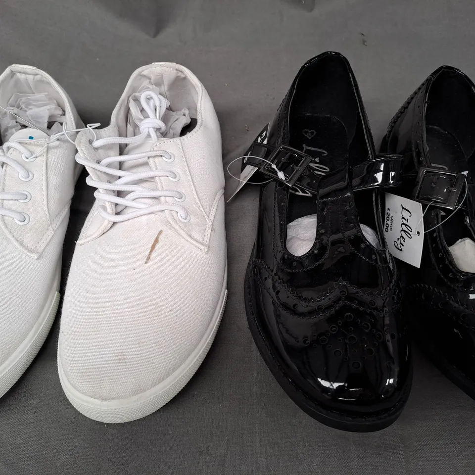 BOX OF APPROXIMATELY 10 ASSORTED PAIRS OF SHOES IN VARIOUS COLOURS, STYLES, AND SIZES