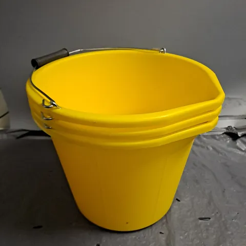 LOT OF 3 YELLOW BUCKETS WITH HANDLES