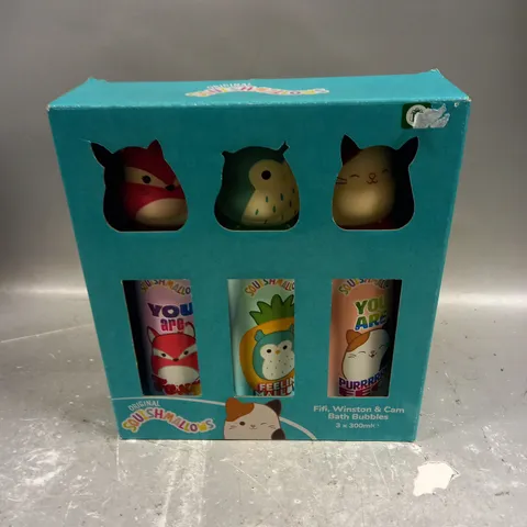 BOXED SQUSHMALLOWS FIFI, WINSTON & CAM BATH BUBBLE SET 3X300ML