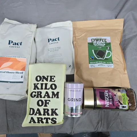 LOT OF 6 ASSORTED COFFEE ITEMS TO INCLUDE PACT AND NESCAFE