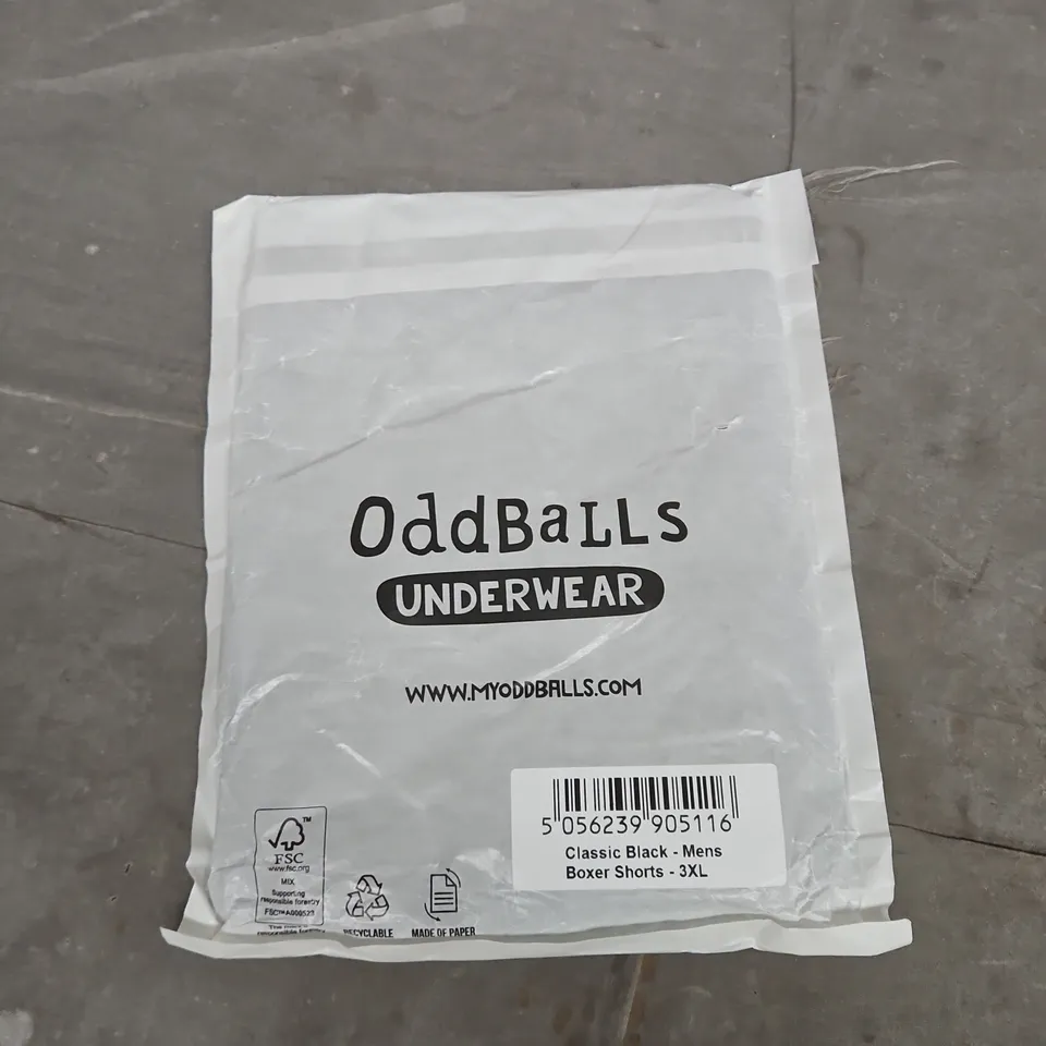 ODDBALLS MEN'S BOXER SHORTS – CLASSIC BLACK – SIZE 3XL