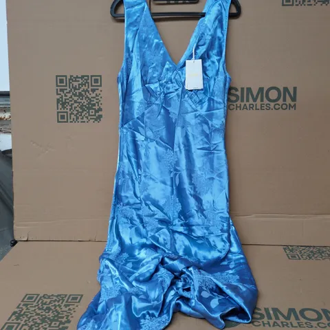 OMNES IRIS JACQUARD DRESS IN BLUE - SIZE 16
