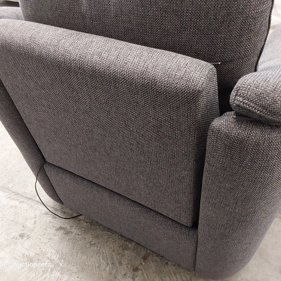 QUALITY BRITISH DESIGNER G PLAN JACKSON POWER RECLINING EASY CHAIR ROCHE SLATE FABRIC 