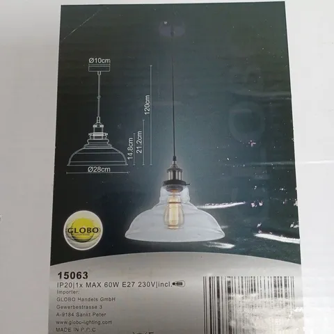 BOXED GLOBO LIGHTING E27 KNUD PENDANT LAMP CLEAR SHADE