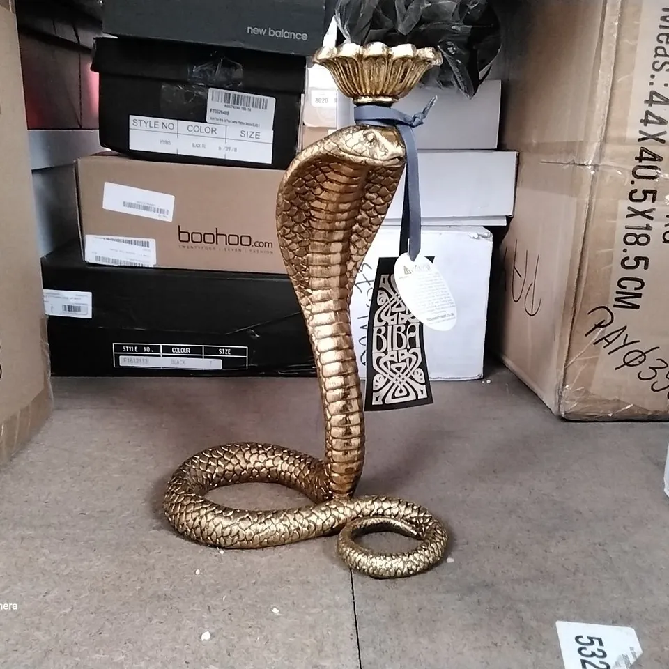 SNAKE-SHAPED CANDLE HOLDER, ANTIQUE BRASS