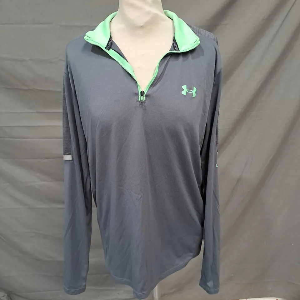 UNDER ARMOUR THE TECH TEE GREY/GREEN SIZE MEDIUM