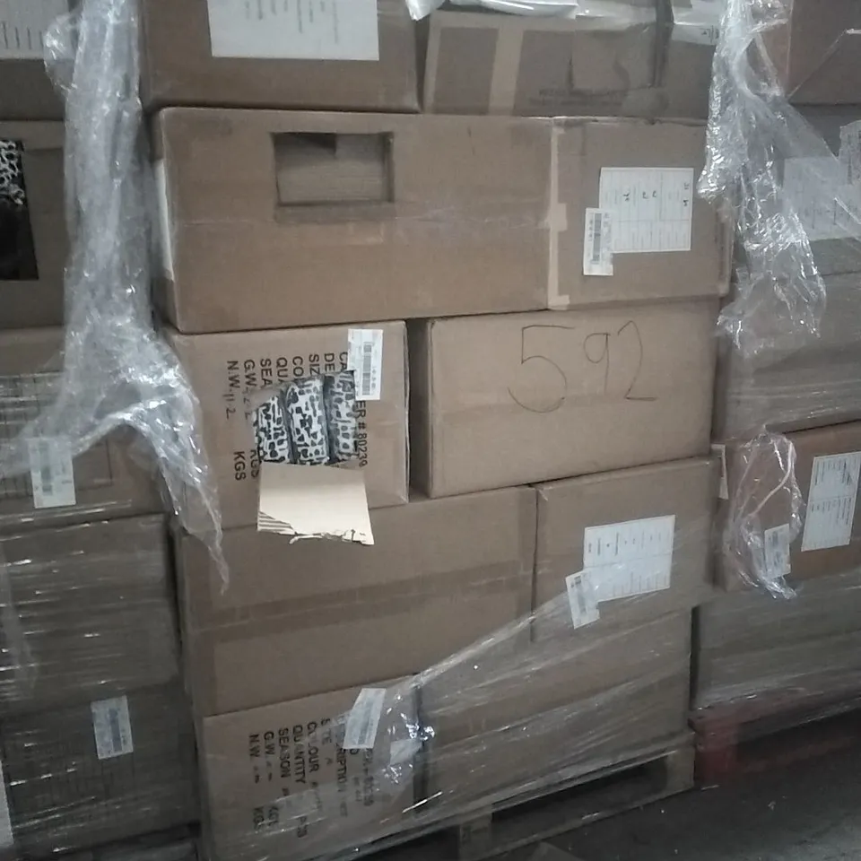 A PALLET TO CONTAIN APPROXIMATELY 90 BRAND NEW DESIGNER WOMEN'S CLOTHES WHICH INCLUDE; JD WILLIAMS JACKETS, DRESSES, TOPS ETC