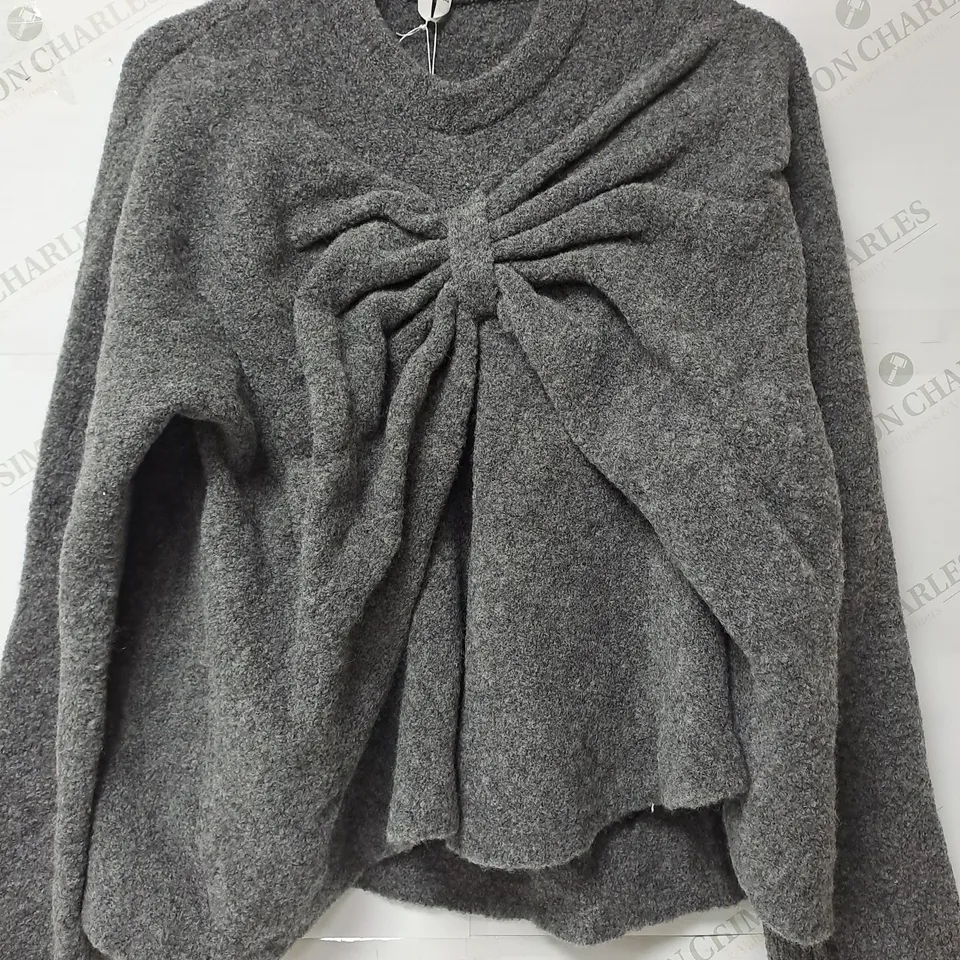 ARKET SCRUNCHED GREY JUMPER - M/L