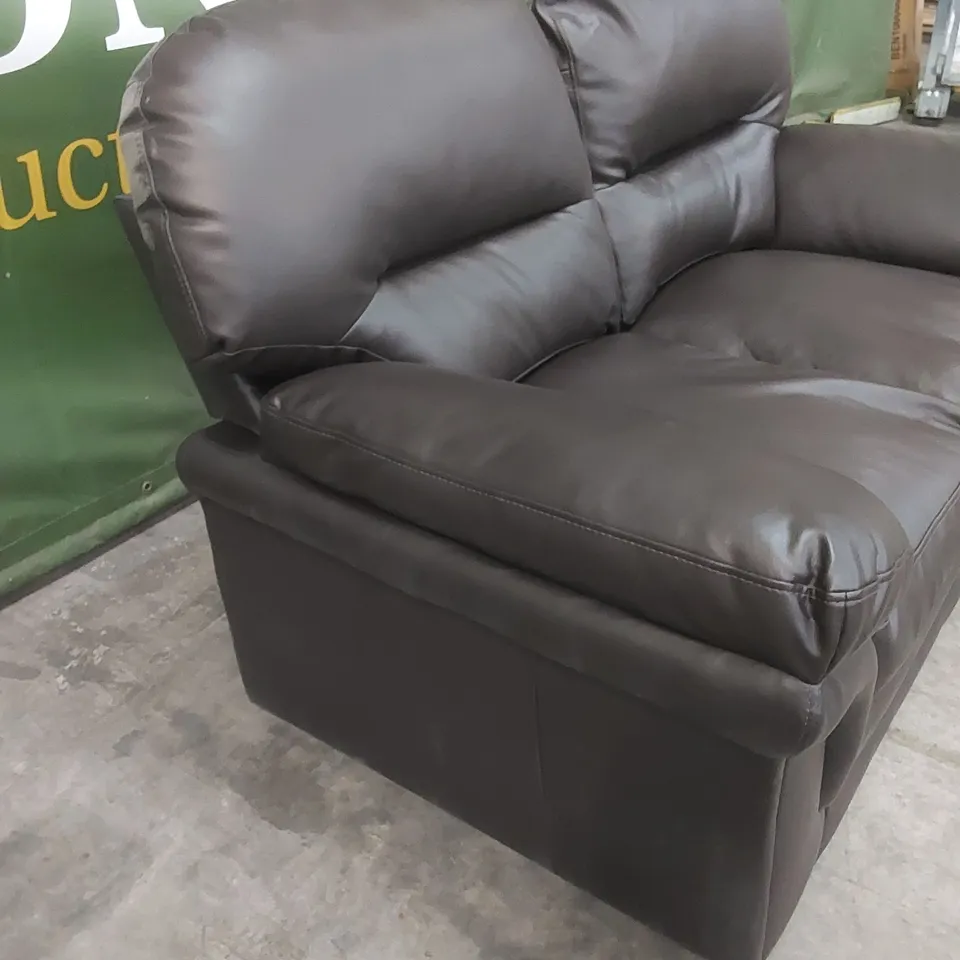 ANDERSON 2 SEATER FAUX LEATHER SOFA - DARK CHOCOLATE BROWN 