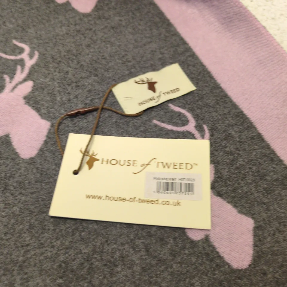 HOUSE OF TWEED PINK STAG SCARF