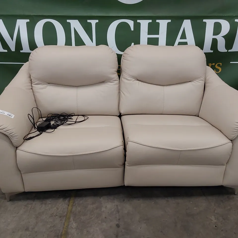 QUALITY BRITISH DESIGNER G PLAN JACKSON POWER RECLINING THREE SEATER SOFA CAMBRIDGE STONE LEATHER 