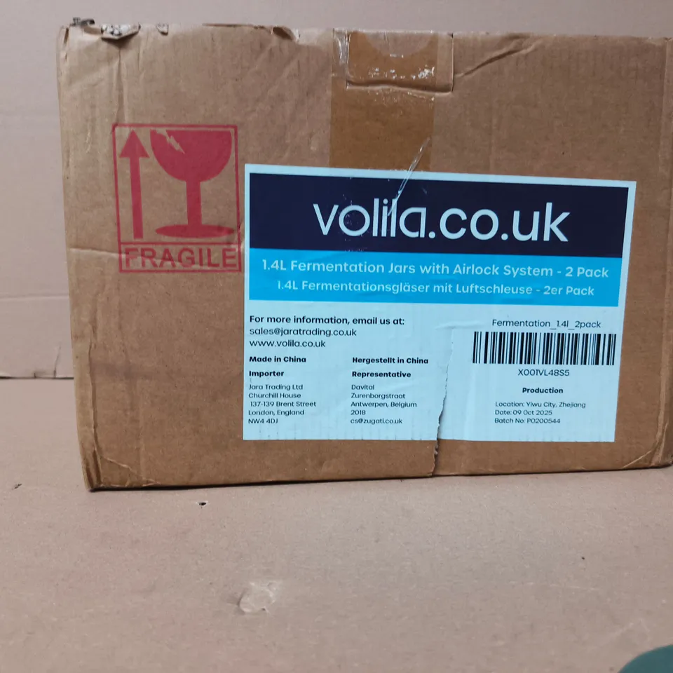 VOLILA FERMENTATION JARS WITH AIRLOCK SYSTEM – 1.4L, 2 PACK